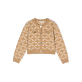 Monogram Pattern Button Up Knit Cardigan